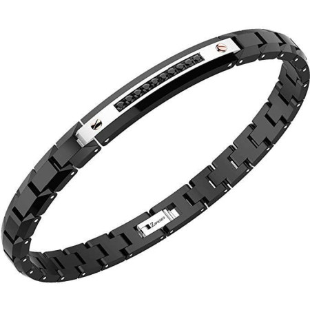 ZANCAN -  Bracciale Uomo in Acciaio Ceramica Nera e Spinelli Neri