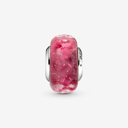 Pandora Charm in vetro di Murano rosa con onde 2