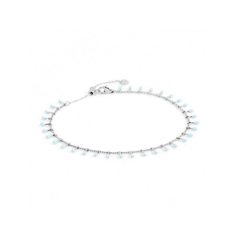 Marlu CAVIGLIERA CATENA GRUMETTA E PENDENTI CON SMALTO TURCHESE ACCIAIO