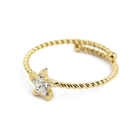 MARLÙ-ANELLO STELLA MARINA CON CRISTALLI BIANCHI PVD ORO