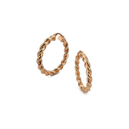 Boccadamo - Orecchini torchon in bronzo rosa a cerchio grande