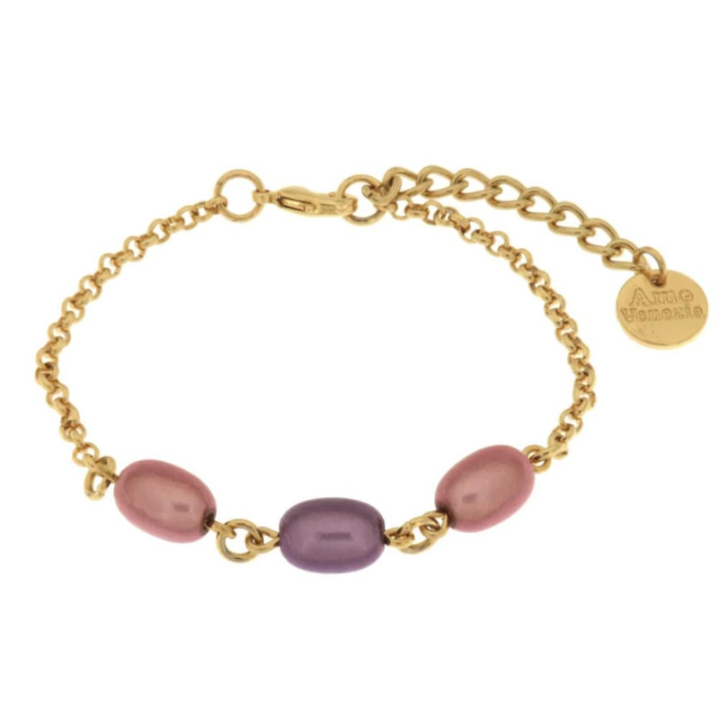 BYSIMON - Bracciale in Metallo con cristalli rosa ispirati al vetro di Murano