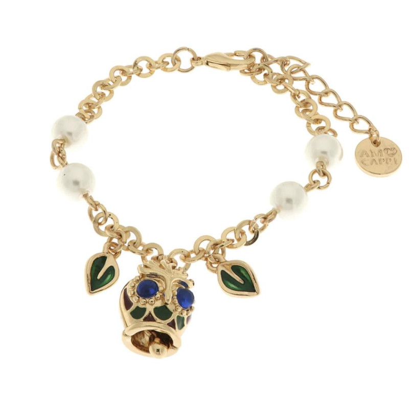 BYSIMON - Bracciale in Metallo con gufo portafortuna, cristalli verdi e perle