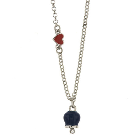 BYSIMON - Collana in Metallo con cuore rosso e campanella portafortuna blu e punto luce