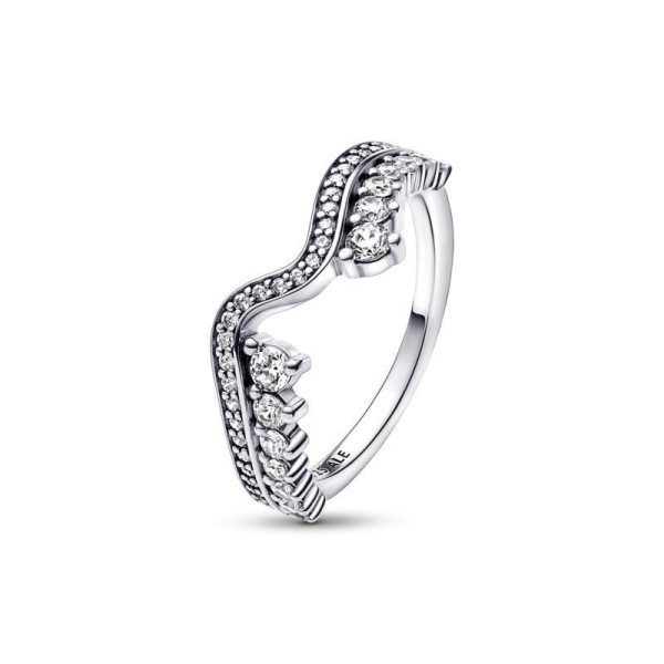 Pandora  Anello Onda Asimmetrica Pietre Luminose
