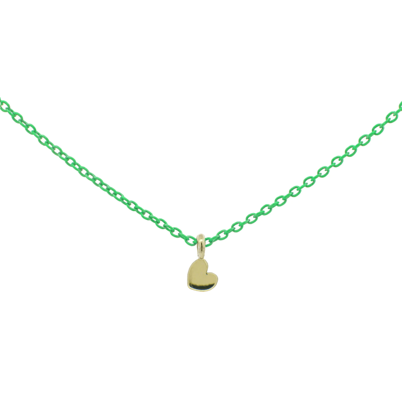 Rue des Mille -  COLLANA GIROCOLLO CUORE VERDE FLUO ORO18KT