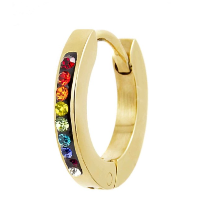 Marlù MONO ORECCHINIO CERCHIO PVD ORO CRISTALLI MULTICOLOR