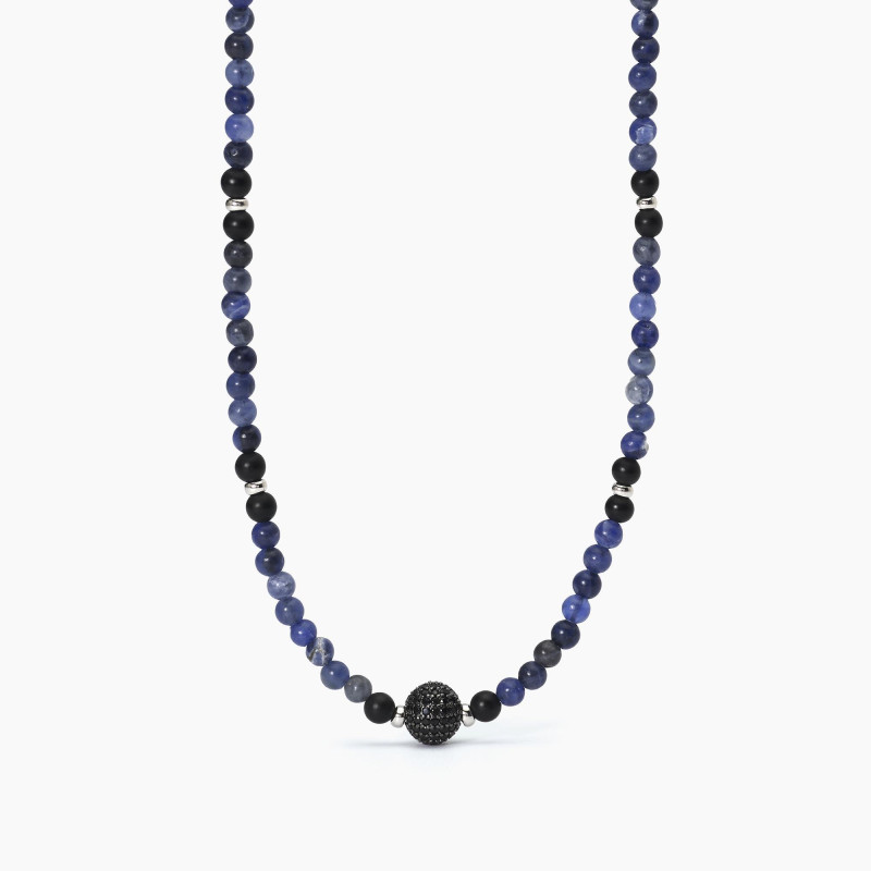 Mabina - Collana in argento con agata nera e sodalite BOHÉMIEN