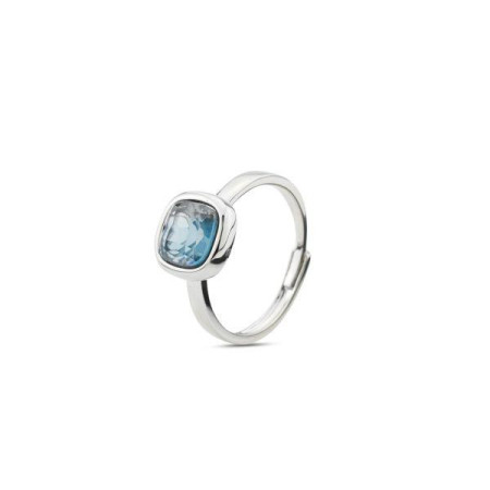 Boccadamo - Anello rodiato con cristallo piccolo blu london