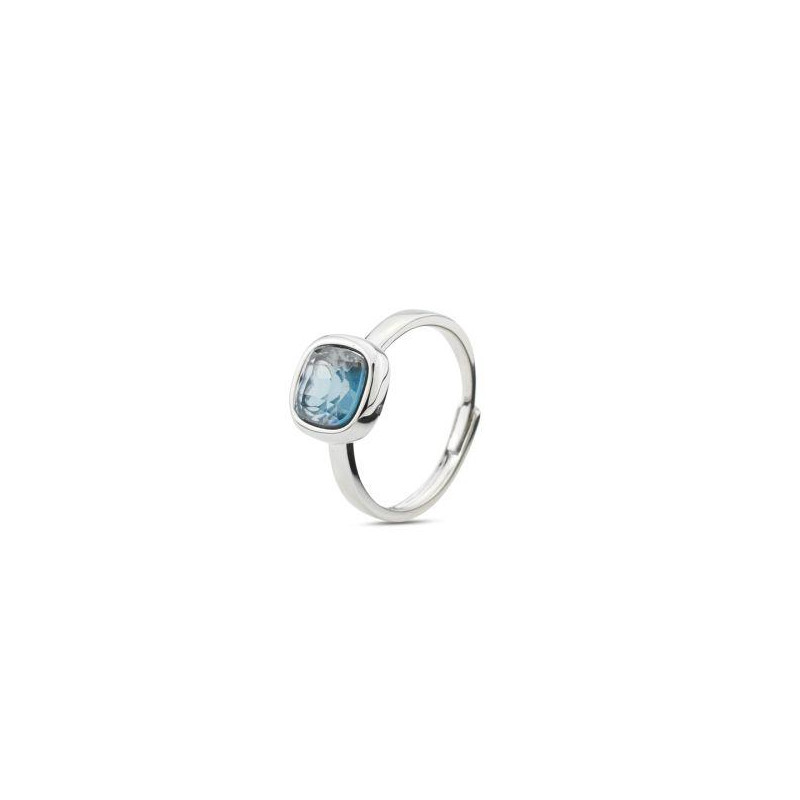 Boccadamo - Anello rodiato con cristallo piccolo blu london
