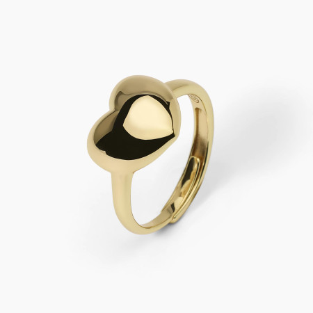 Mabina - Anello chevalier con cuore in argento dorato