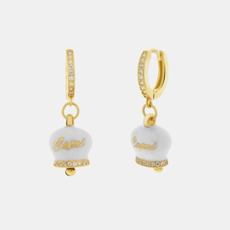 BYSIMON - Orecchini in Argento con campanella bianca Capri e zirconi