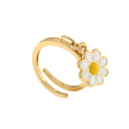 BYSIMON - Anello in Metallo con ciondolo margherita colorata