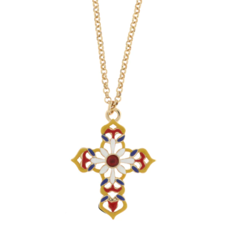 BYSIMON - Collana in Metallo con croce colorata