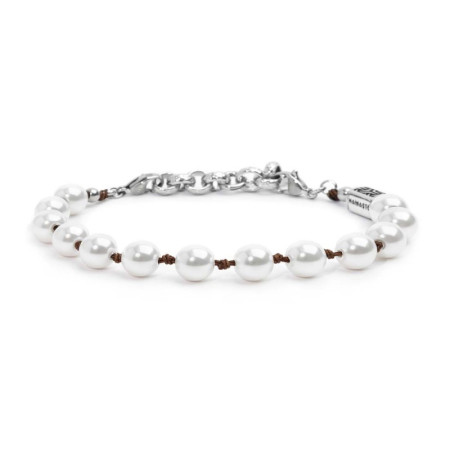 Marlù   Bracciale cordino marrone con perle
