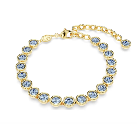 Swarovski - Bracciale Imber Tennis Taglio tondo, Blu, Placcato color oro