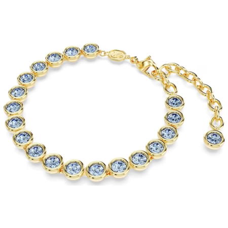Swarovski - Bracciale Imber Tennis Taglio tondo, Blu, Placcato color oro 2