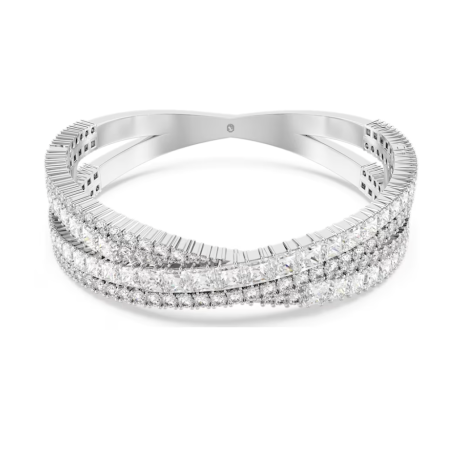 Swarovski - Bracciale rigido Hyperbola Taglio misto, Infinito, Bianco, Placcato rodio
