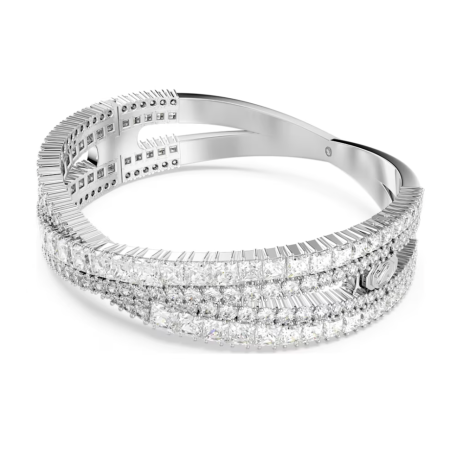 Swarovski - Bracciale rigido Hyperbola Taglio misto, Infinito, Bianco, Placcato rodio 2