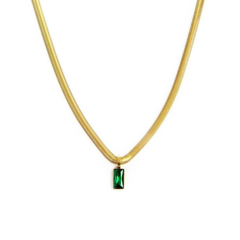 Marlù Collana catena snake cristallo baguette centrale