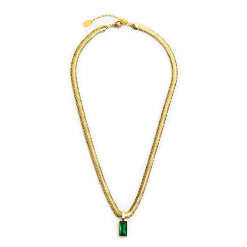 Marlù Collana catena snake cristallo baguette centrale