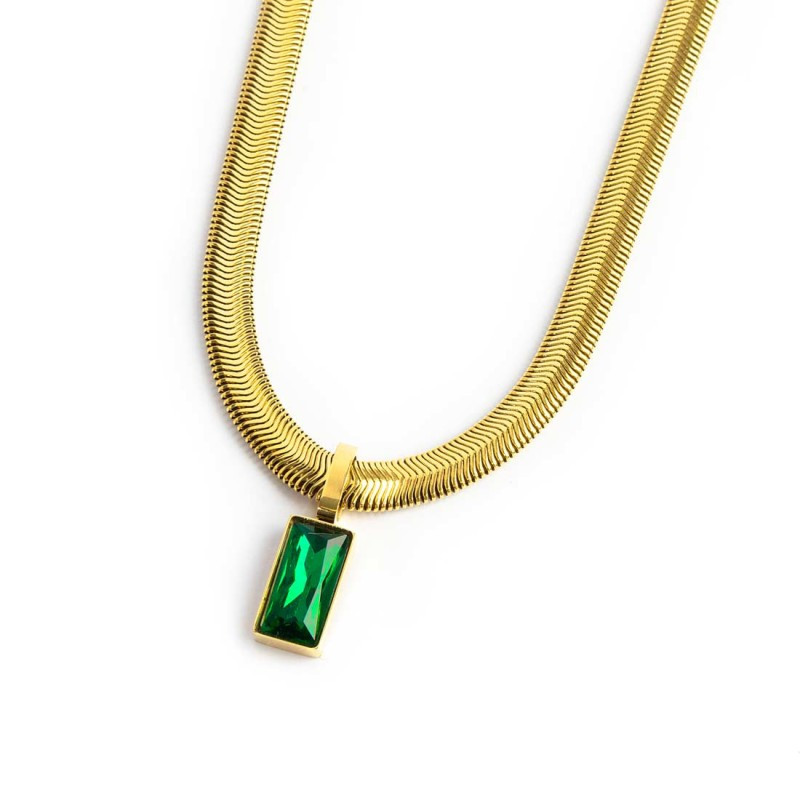 Marlù Collana catena snake cristallo baguette centrale