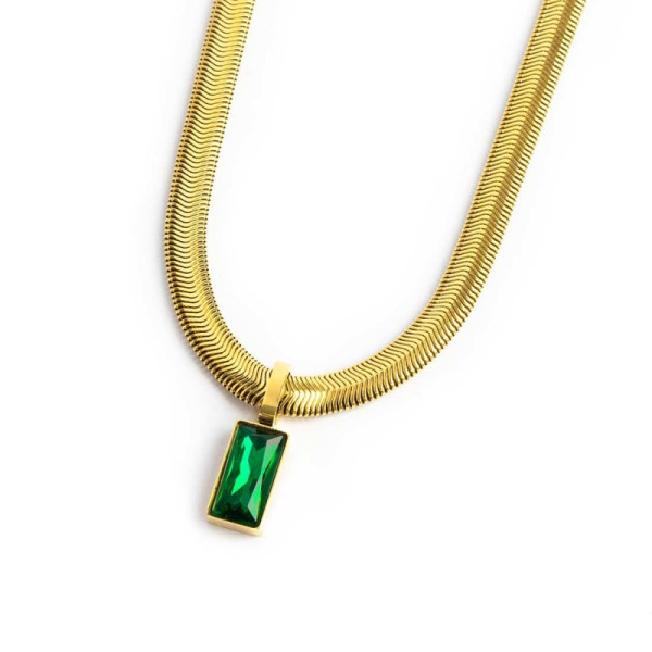 Marlù Collana catena snake cristallo baguette centrale