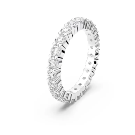 SWAROVSKI - Anello Vittore XL Taglio tondo, Bianco, Placcato rodio