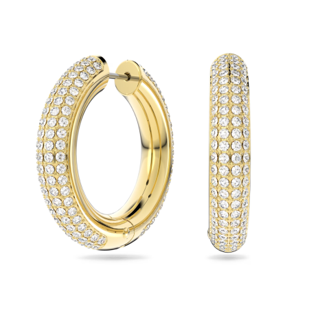 SWAROVSKI -  Orecchini a cerchio Dextera Medi, Bianchi, Placcato color oro