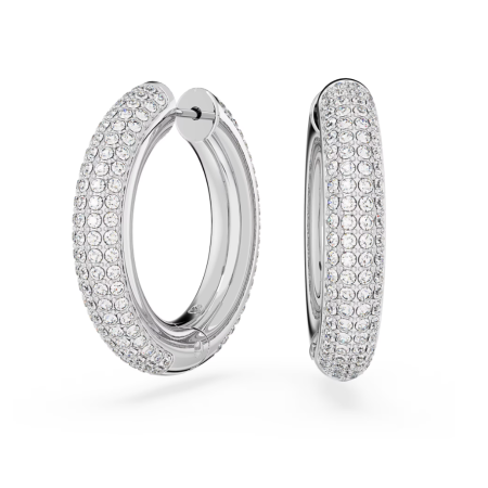 SWAROVSKI -  Orecchini a cerchio Dextera Medi, Bianchi, Placcato rodio