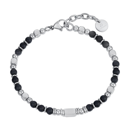 Luca Barra - Bracciale con pietre agata nere