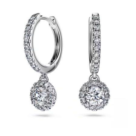 SWAROVSKI - Orecchini pendenti Eternity Taglio Round, Oro bianco