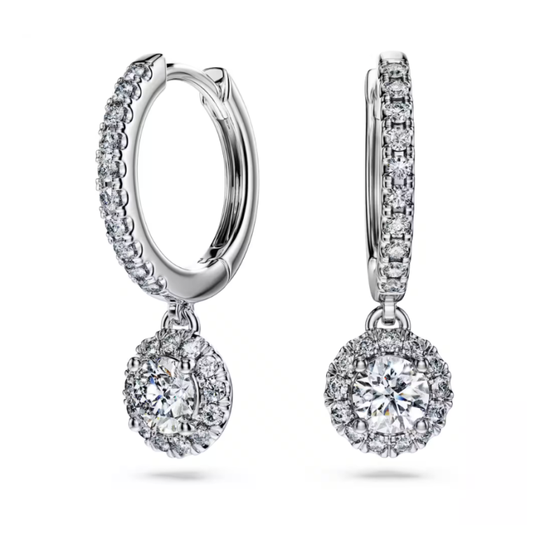 SWAROVSKI - Orecchini pendenti Eternity Taglio Round, Oro bianco