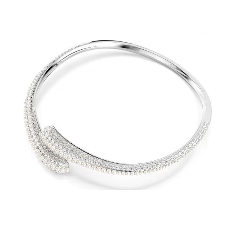 SWAROVSKI -  Collana Sublima Crystal Pearl, Taglio Round, Bianca, Placcato rodio