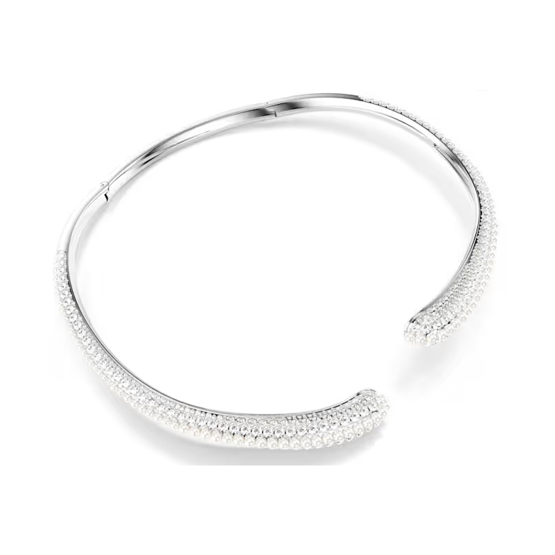 SWAROVSKI -  Collana Sublima Crystal Pearl, Taglio Round, Bianca, Placcato rodio