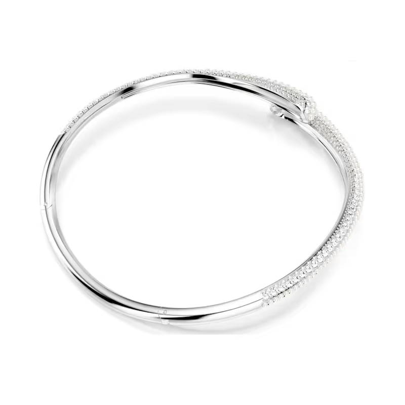 SWAROVSKI -  Collana Sublima Crystal Pearl, Taglio Round, Bianca, Placcato rodio