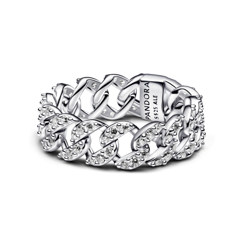 Pandora   Anello Catena Maglia Cubana Pavè