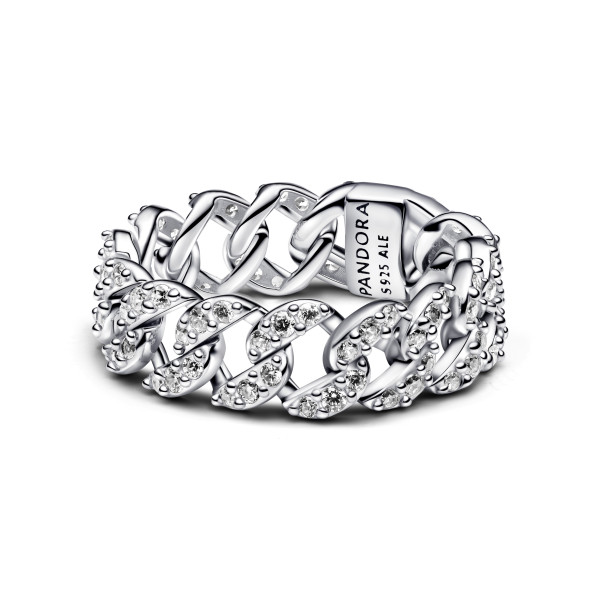 Pandora   Anello Catena Maglia Cubana Pavè