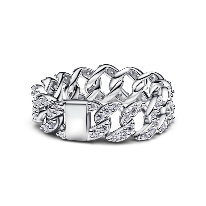 Pandora   Anello Catena Maglia Cubana Pavè