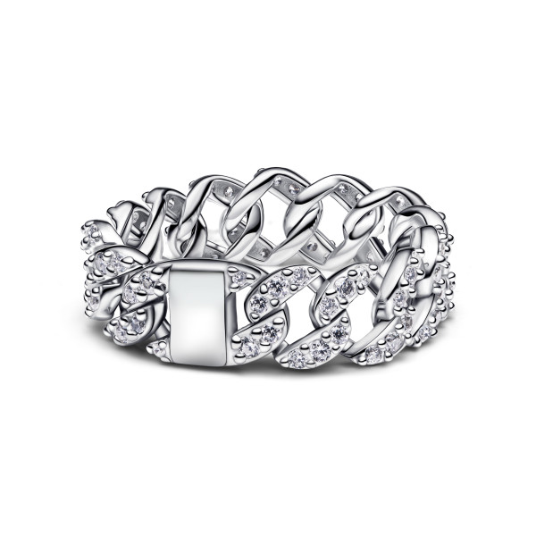 Pandora   Anello Catena Maglia Cubana Pavè