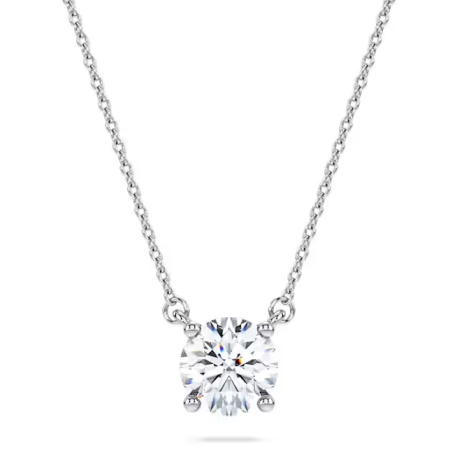 SWAROVSKI  -  Collana con Pendente con solitario Eternity Diamanti creati in laboratorio 1 ct tw, Taglio Round, Oro bianco 18 K