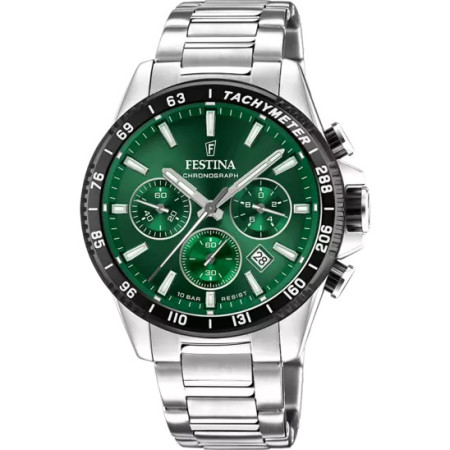 FESTINA   OROLOGIO  VERDE CON CINTURINO IN ACCIAIO, UOMO