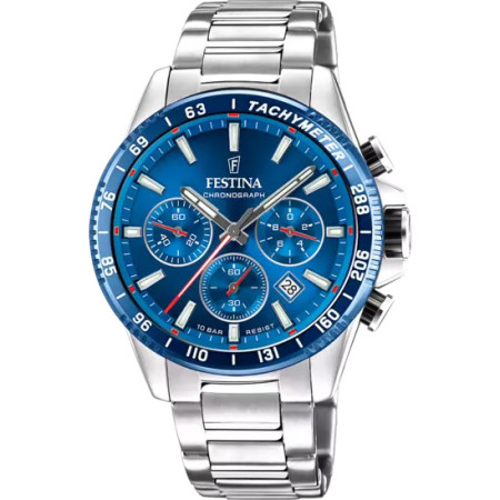 FESTINA   OROLOGIO BLU CON CINTURINO IN ACCIAIO, UOMO