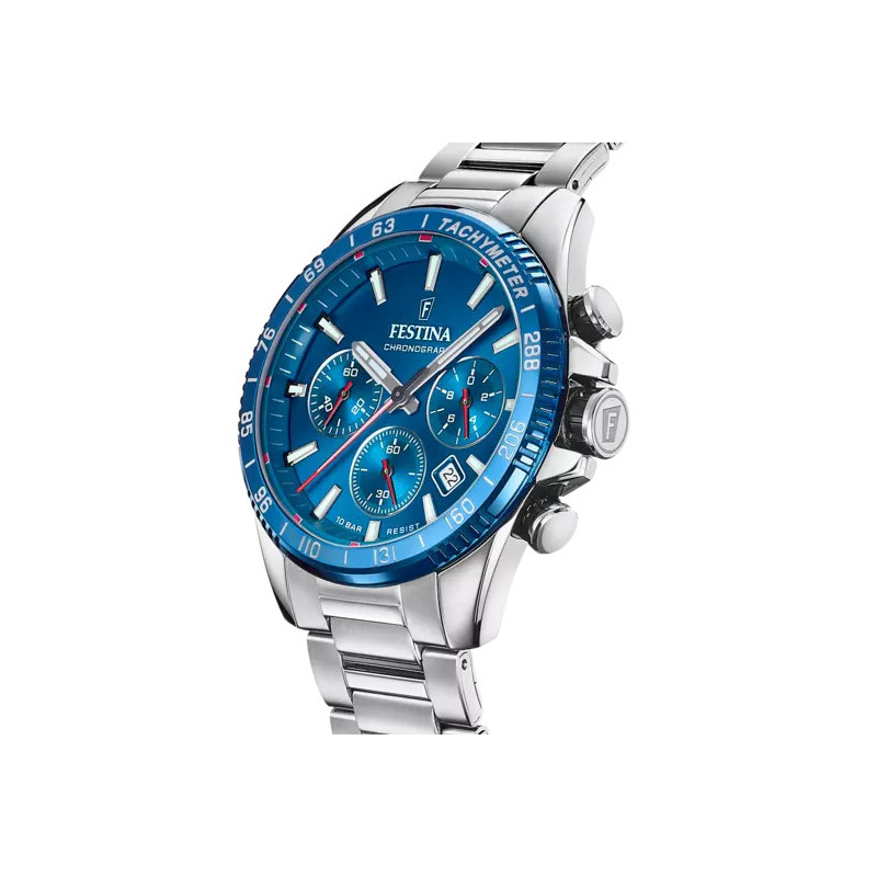 FESTINA   OROLOGIO BLU CON CINTURINO IN ACCIAIO, UOMO