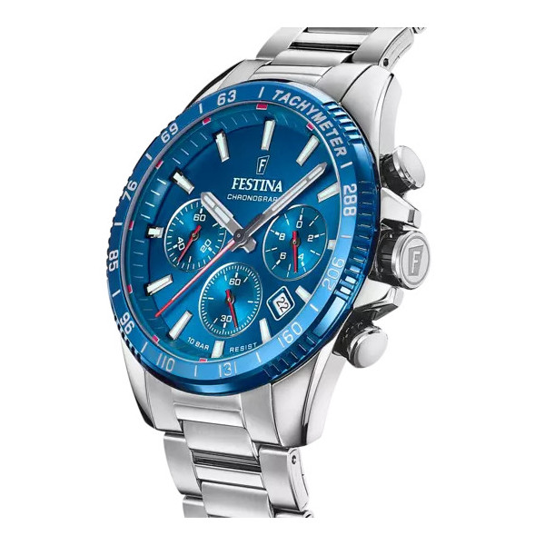 FESTINA   OROLOGIO BLU CON CINTURINO IN ACCIAIO, UOMO