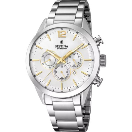 FESTINA   OROLOGIO TIMELESS CHRONOGRAPH ARGENTO CON CINTURINO IN ACCIAIO, UOMO.