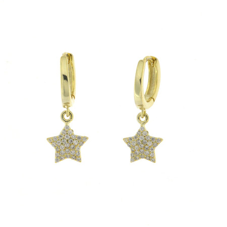 BYSIMON -  Orecchini in Argento 925 cerchietto con stellina pendente impreziosita da zirconi bianchi