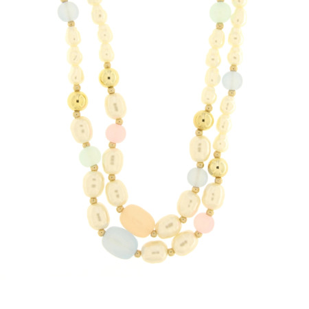 BYSIMON  -  Collana in Metallo con perle allungate multicolor