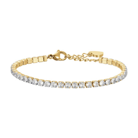 Luca Barra -  BRACCIALE TENNIS DONNA IN ACCIAIO IP GOLD CON CRISTALLI BIANCHI