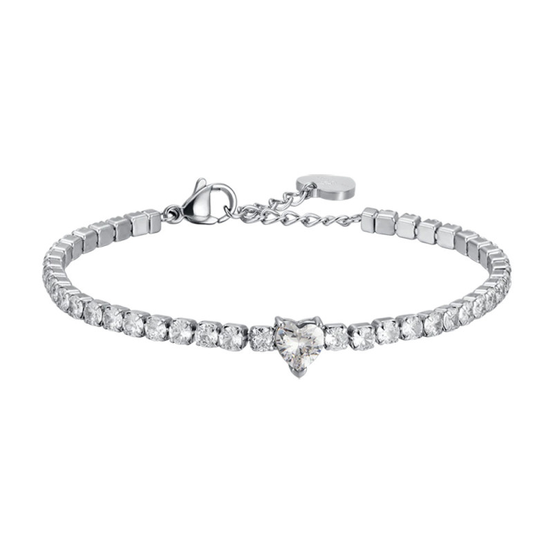 Luca Barra -  BRACCIALE DONNA IN ACCIAIO CON CRISTALLI BIANCHI E CUORE CRISTALLO
